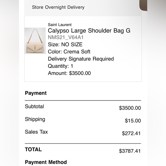 YVES SAINT LAURENT YSL LARGE CALYPSO LEATHER BAG CREMA SOFT NEW - Picture 16 of 16